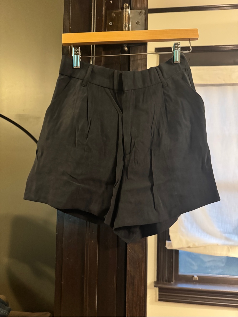 NWT Zara Black Pleated High-Waist Shorts